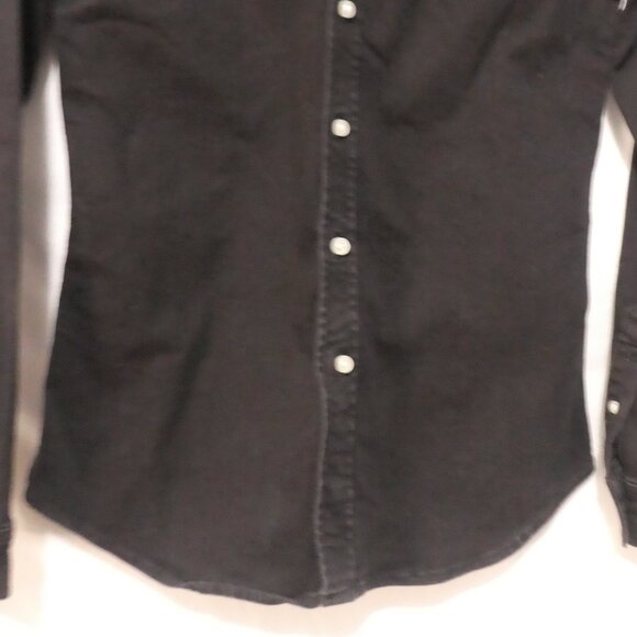 TOPMAN - Stretch - Skinny | medium | Stylish Black Long Sleeve Slim Fit Shirt - Picture 7 of 14
